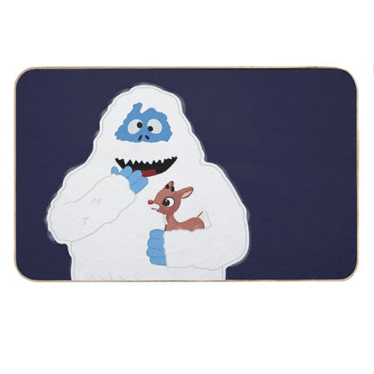 Classic Christmas Abominable Snowman with Rudolph © GraphicLoveShop Bath Mat
