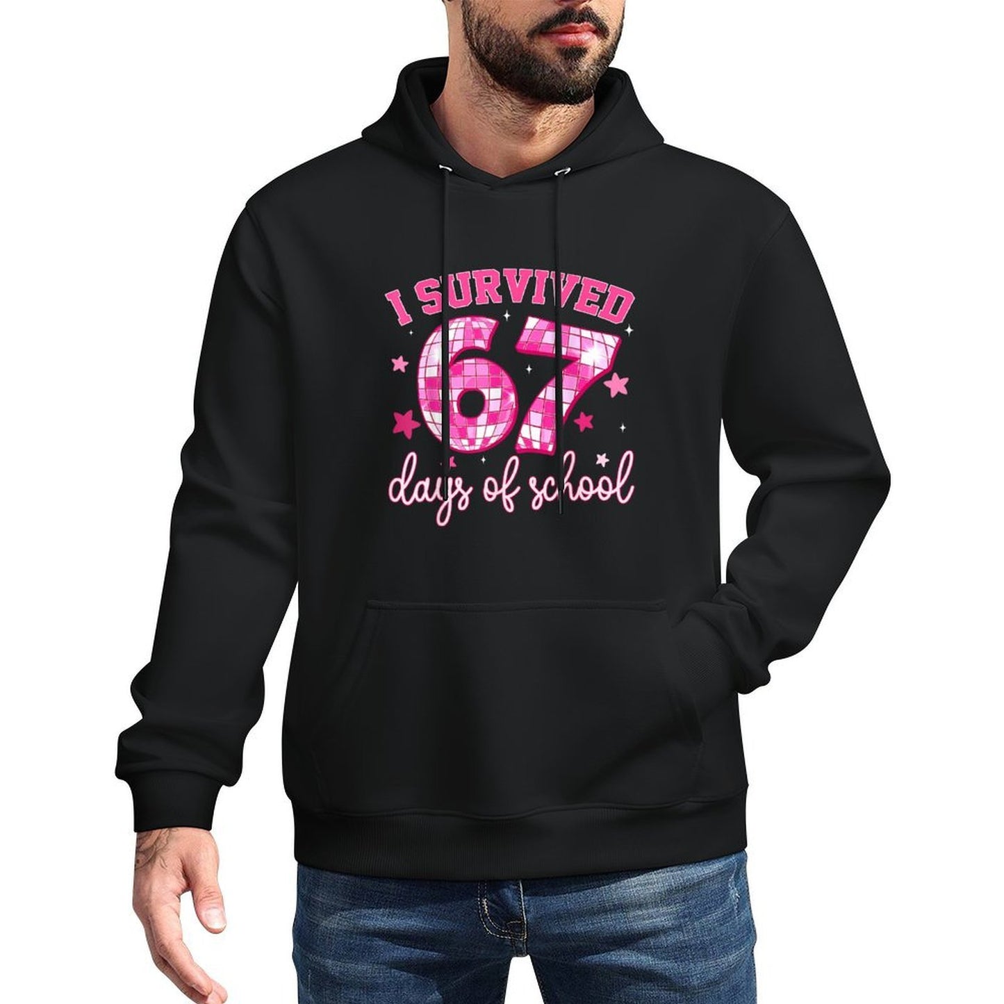 Retro I Survived 67 Days of School Funny 67 Teacher Students Colorfast Hoodie