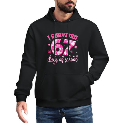 Retro I Survived 67 Days of School Funny 67 Teacher Students Colorfast Hoodie
