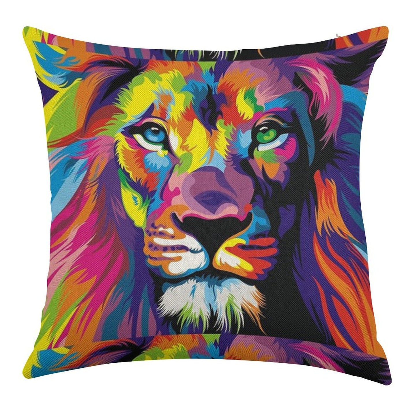 Banksy Rainbow Lion Graffiti Pop Art Painting Linen Throw Pillow Cover