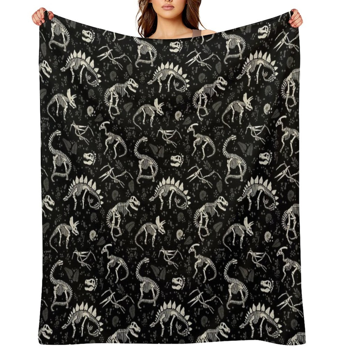 Excavated Dinosaur Fossils Throw Blanket