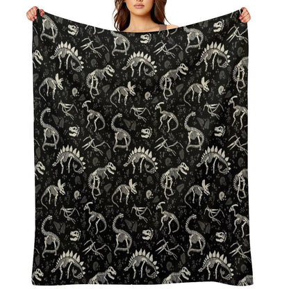 Excavated Dinosaur Fossils Throw Blanket