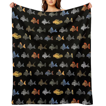 Pleco! - Black Throw Blanket