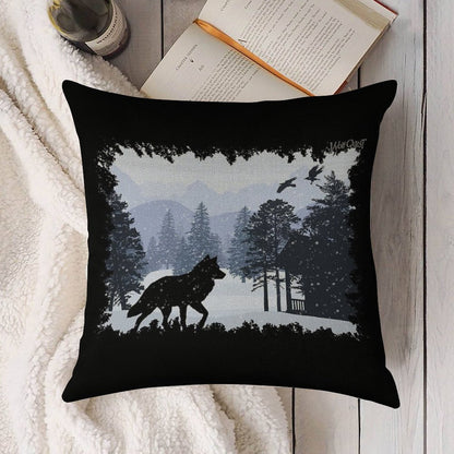 Snowy Cabin - WolfQuest Dream Linen Throw Pillow Cover