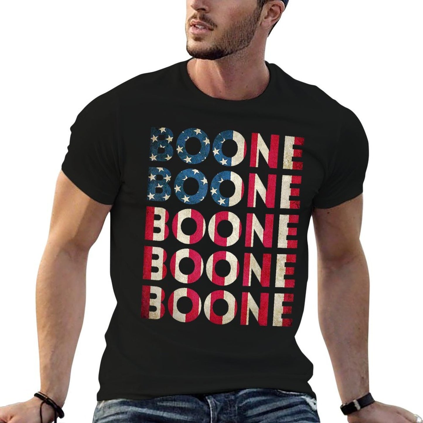Boone Personalized Name Vintage Retro US Woman Man  Summer-ready Fabric T-Shirt