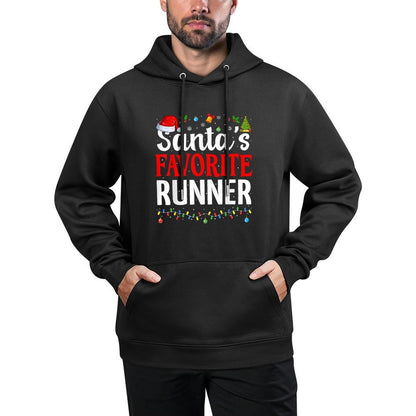 Santa’s Favorite Runner Xmas Funny Runners Christmas Running Machine Washable Hoodie