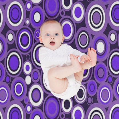 Ultra Violet, Purple And White Circle Retro Pattern Throw Blanket