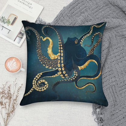 Metallic Octopus IV Soft Multiple Sizes Throw Pillow