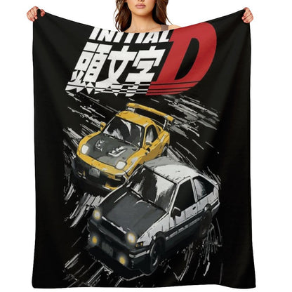 Mountain Drift Racing Initial D Tandems AE86 Vs FD Rx-7 Throw Blanket