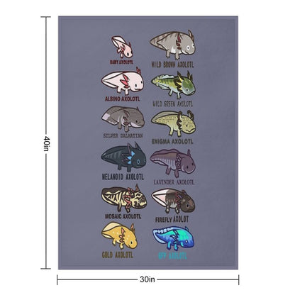 Axolotl Morphs And Colors Throw Blanket
