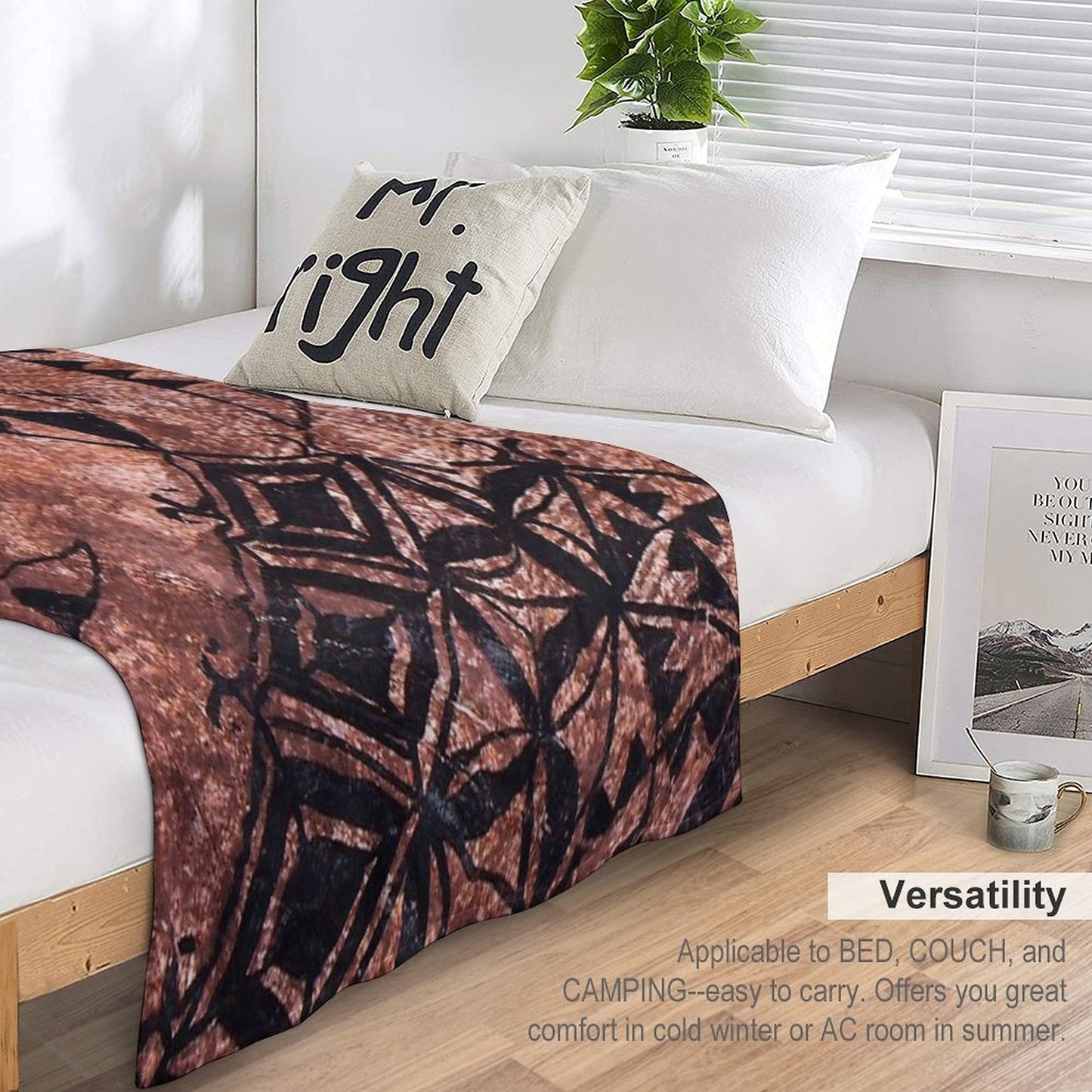 Tongan Tapa Design Throw Blanket