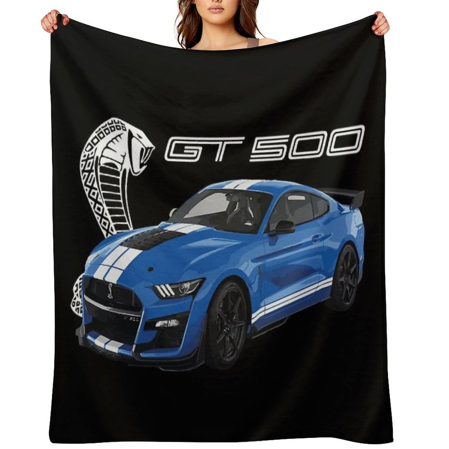 GT500 Mustang Shelby Cobra Velocity Blue Throw Blanket