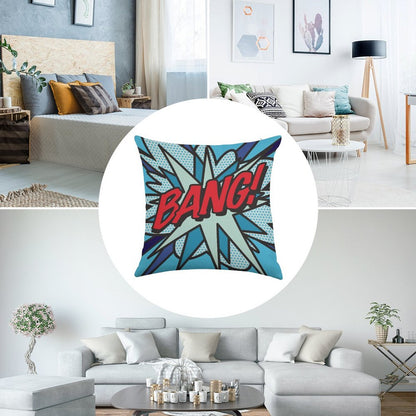 BANG Comic Book Pop Art Modern Fun Graphic Linen Throw Pillow Cover