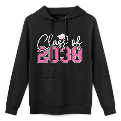 Class of 2038 Grow With Me Kindergarten Pink Coquette Bow Shrink-Resistant Hoodie