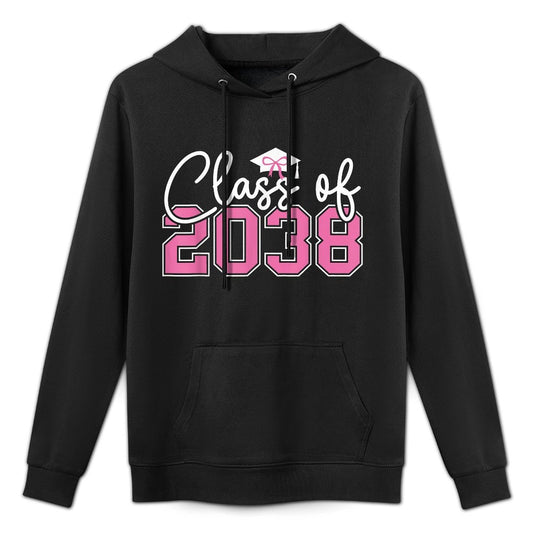 Class of 2038 Grow With Me Kindergarten Pink Coquette Bow Shrink-Resistant Hoodie