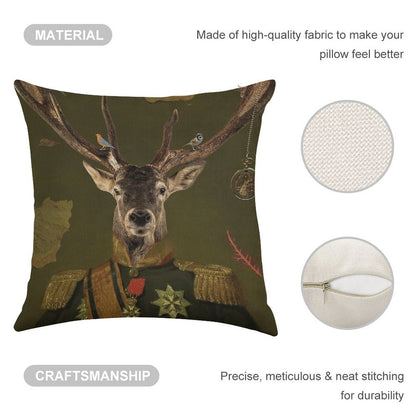 Heneral Le Cerf Linen Throw Pillow Cover