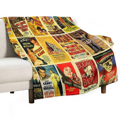 Vintage Hollywood Classic Movie Posters Throw Blanket