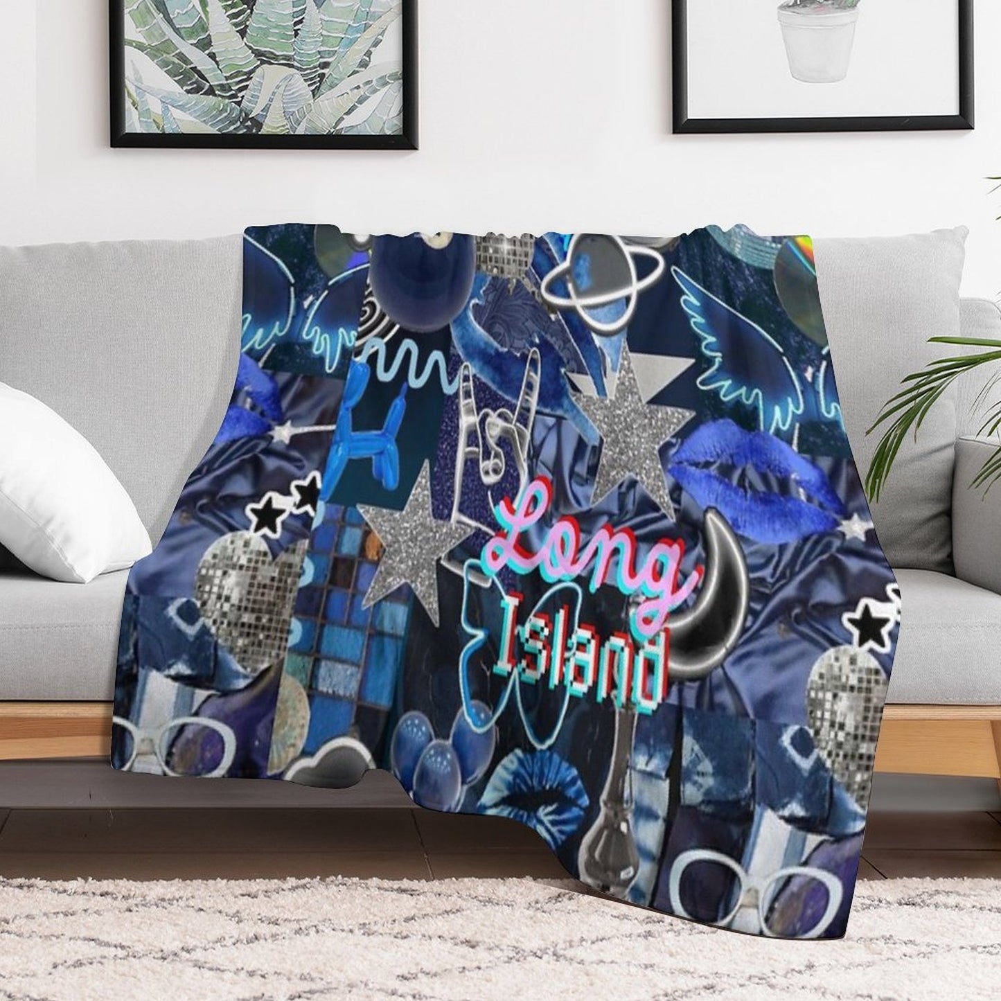 Long Island New York COLLAGE Throw Blanket