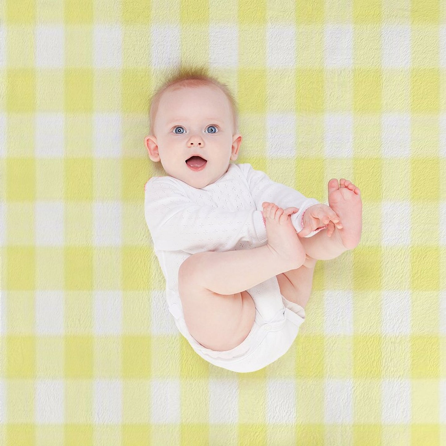 Sunny Yellow Gingham Checked Pattern Throw Blanket