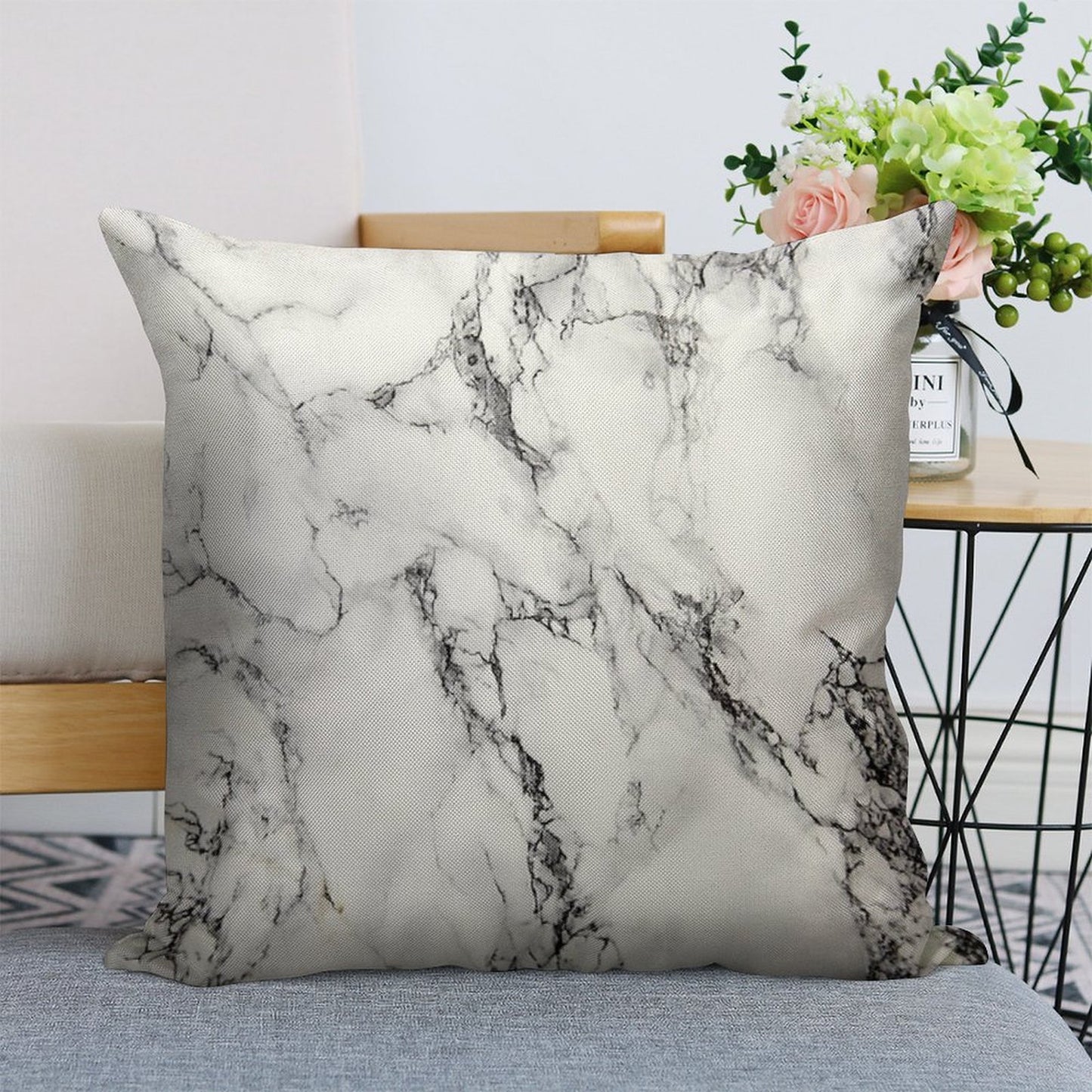 Marble Linen Throw Pillow Cover