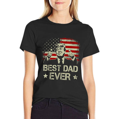 Best Dad Ever Fathers Day USA American Flag Trump 2024 T-Shirt