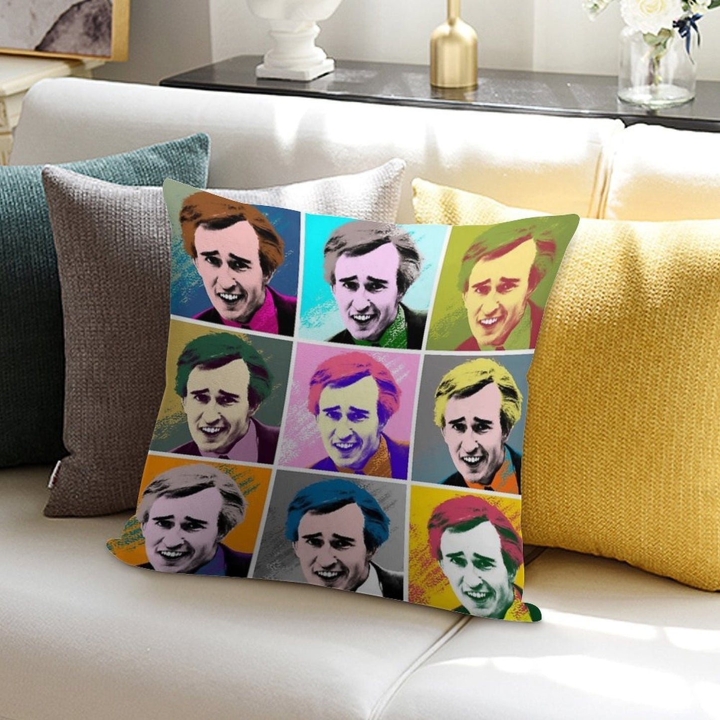 Alan Partridge Warhol Inspired Pop Art 3x3 Soft Fade-Resistant Throw Pillow