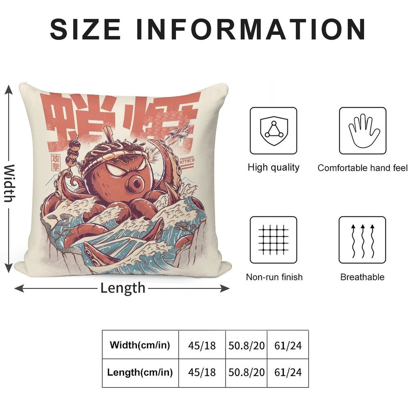 Takoyaki Attack Soft Washable Throw Pillow