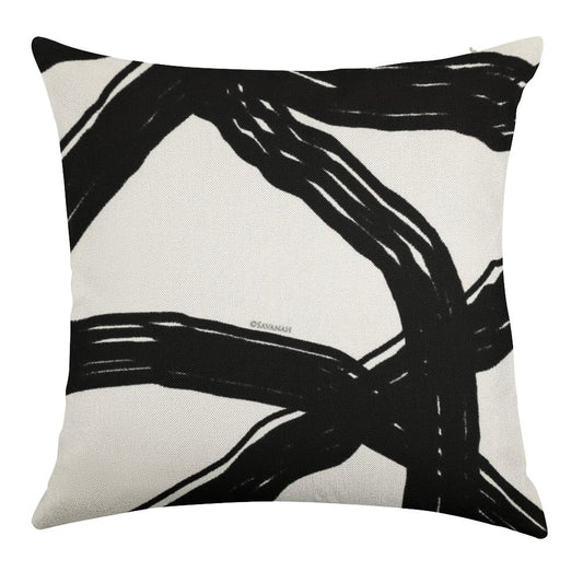 Black And White Linen Throw Pillow Cover