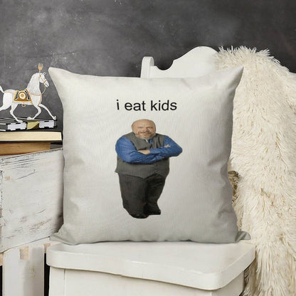 Bertram Eats Kids Linen Throw Pillow Cover