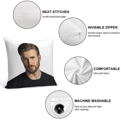 Chris Evans Being Hot Soft Fade-Resistant Throw Pillow