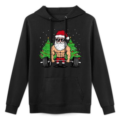 Funny Christmas Santa Deadlift Xmas Weightlift Gym Mens Boys Breathable Fabric Hoodie