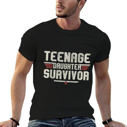 Teenage Daughter Survivor Vintage Dad Mom Fathers Day Gift  Heathered Texture T-Shirt