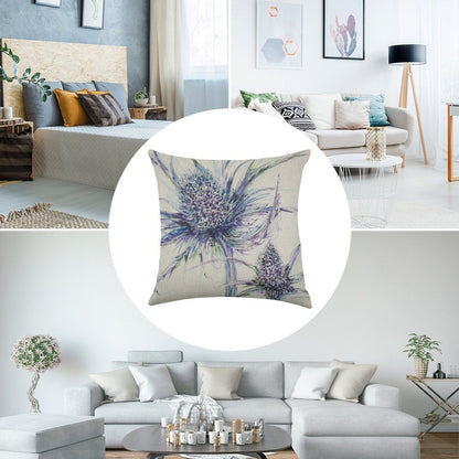 Wild Thistle Linen Throw Pillow Cover