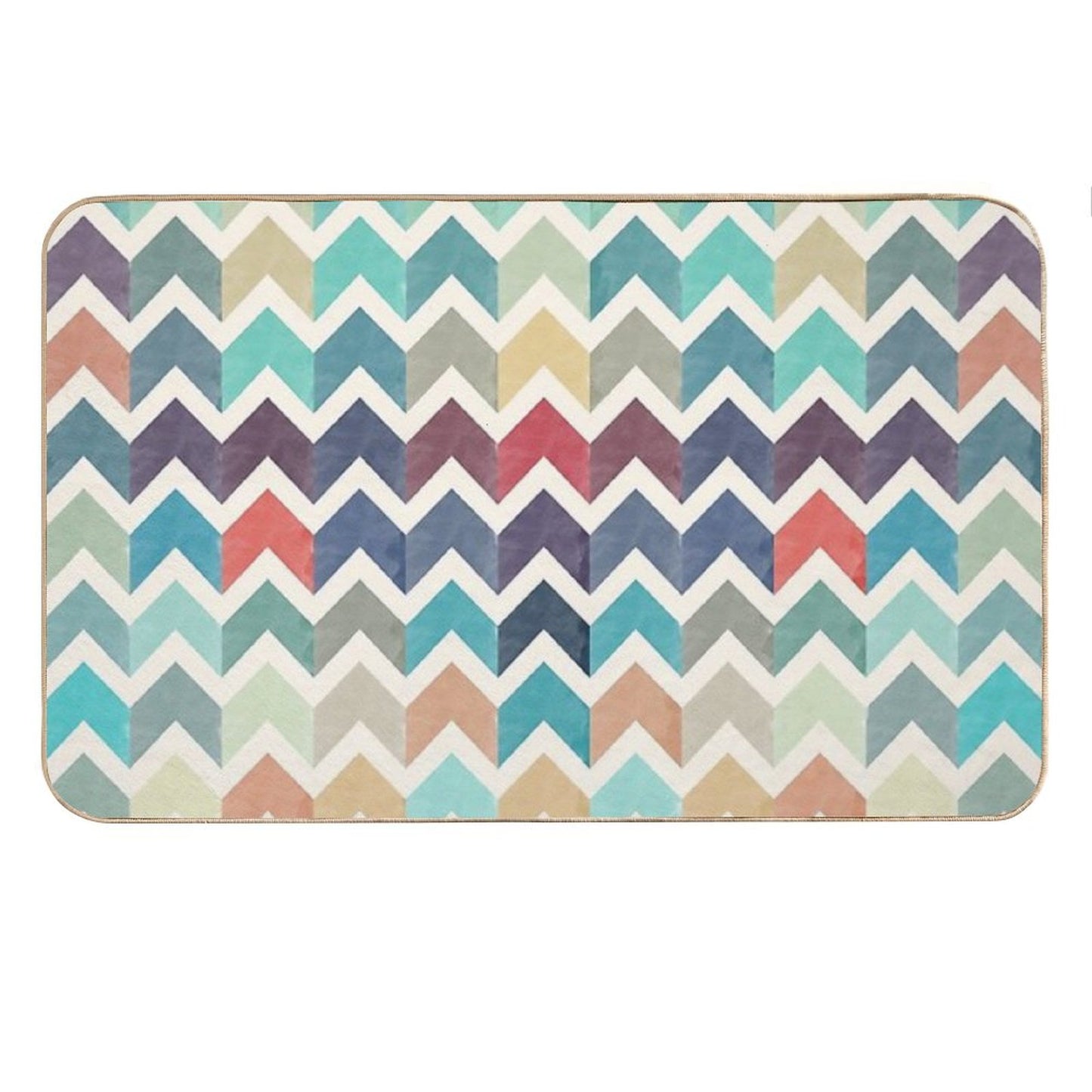 Watercolor Chevron Pattern Bath Mat