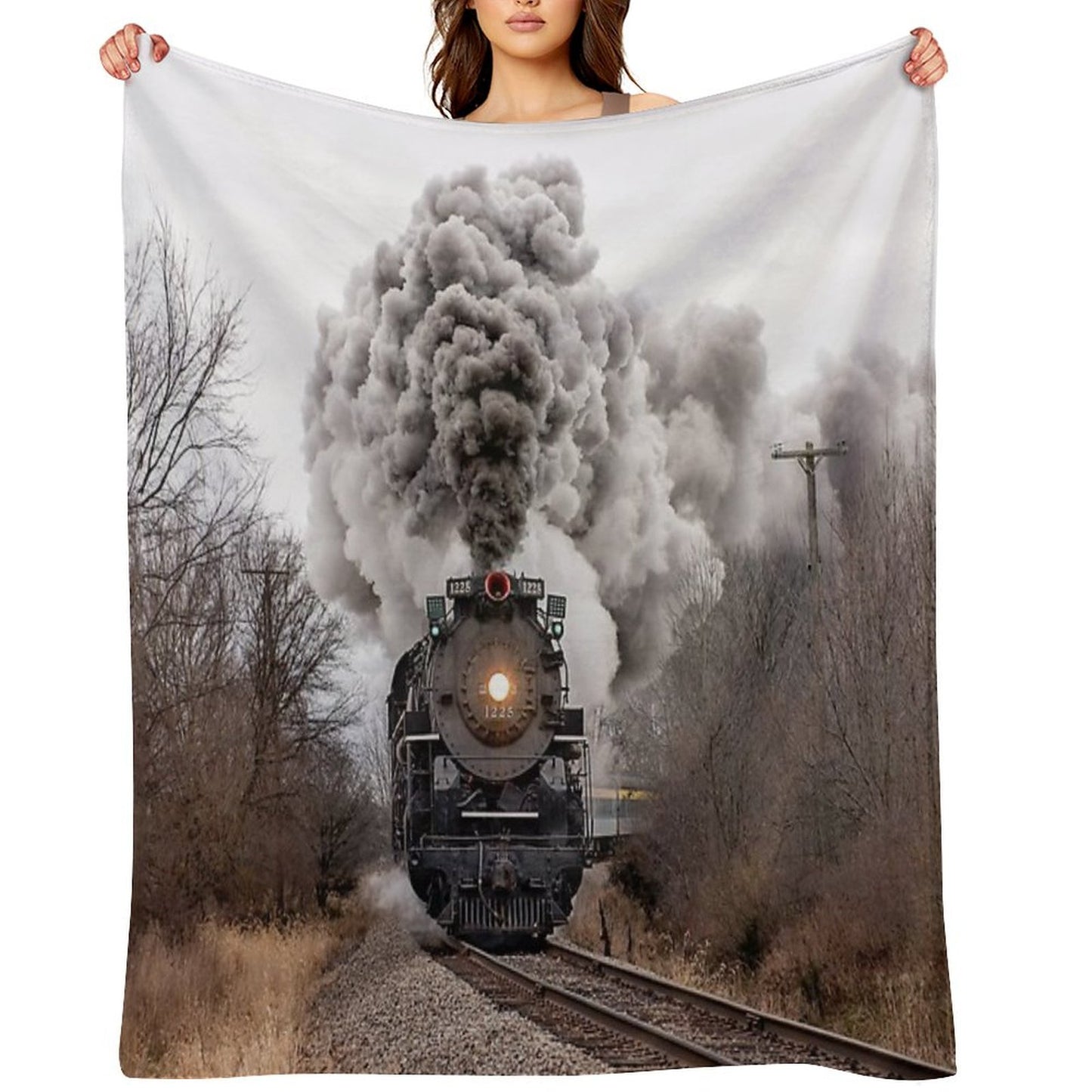 Pere Marquette 1225 Locomotive Throw Blanket