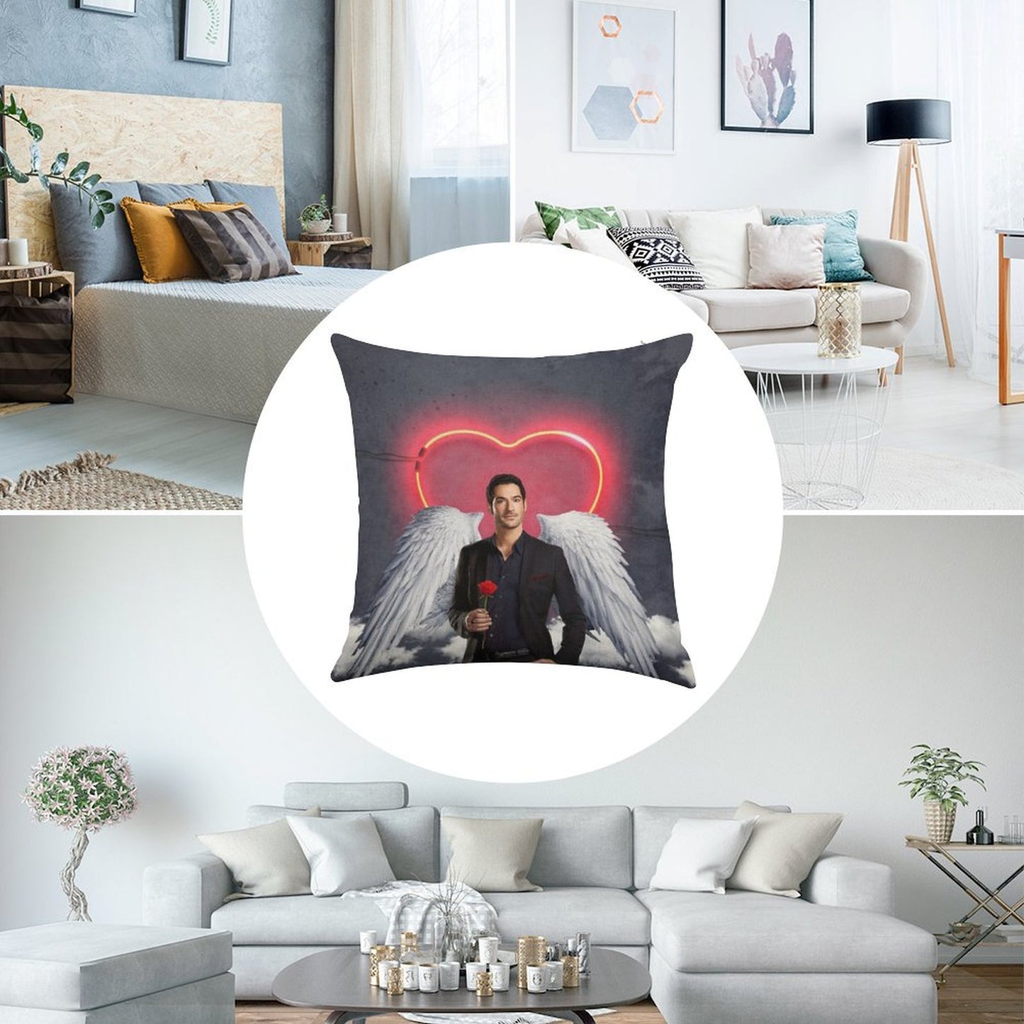 LUCIFER # 1 Linen Throw Pillow Cover