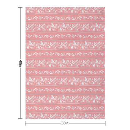 Midcentury Pink Gooseberry Berries And Leaves Vintage Dishes Throw Blanket