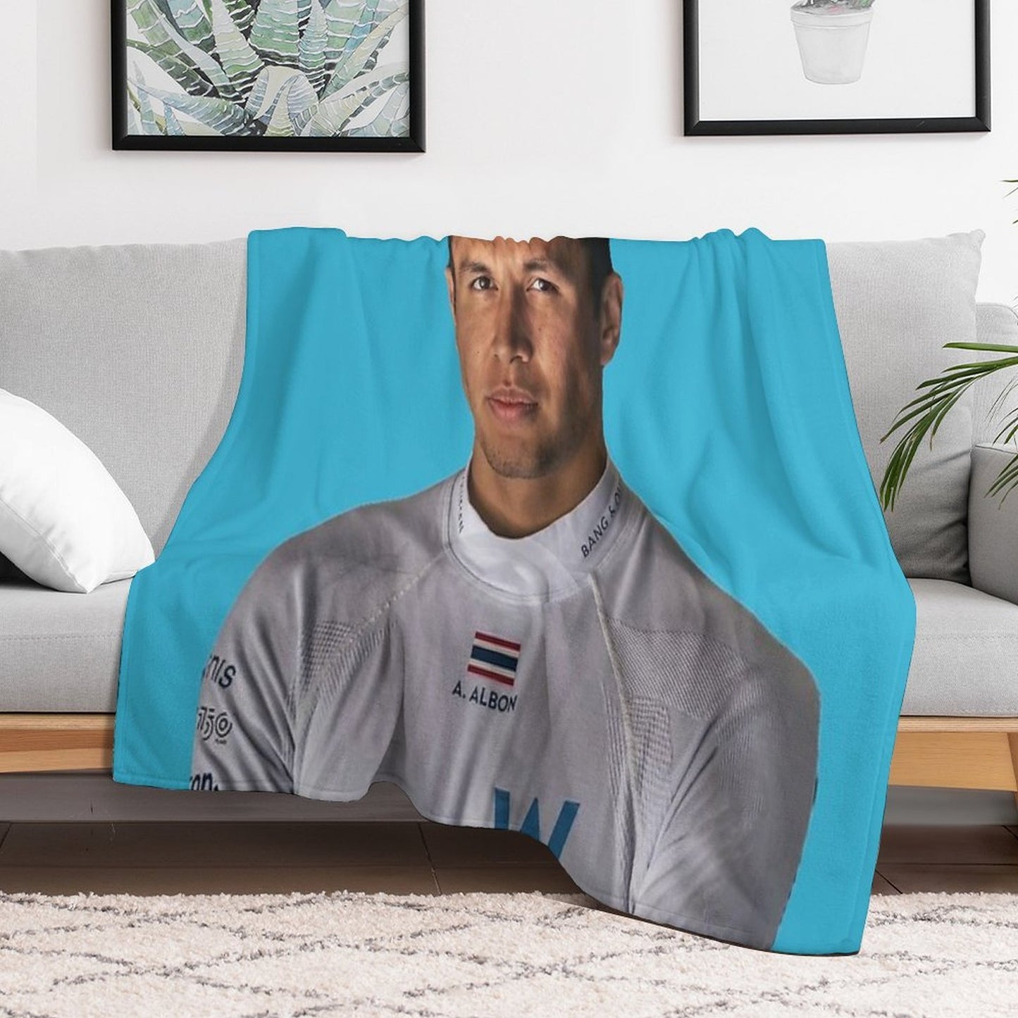 Alex Albon F1 Driver Serious Face Williams F1 Team Logan Sargeant Teammate Throw Blanket