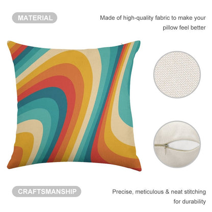 70s Retro Aesthetic Linen Throw Pillow Cover