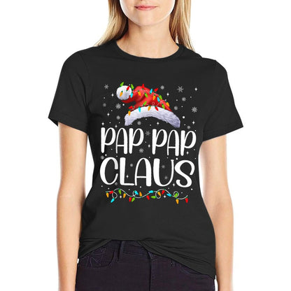 Pap Pap Claus Xmas Lights Christmas Pajama Matching Family  Oversized Silhouette T-Shirt