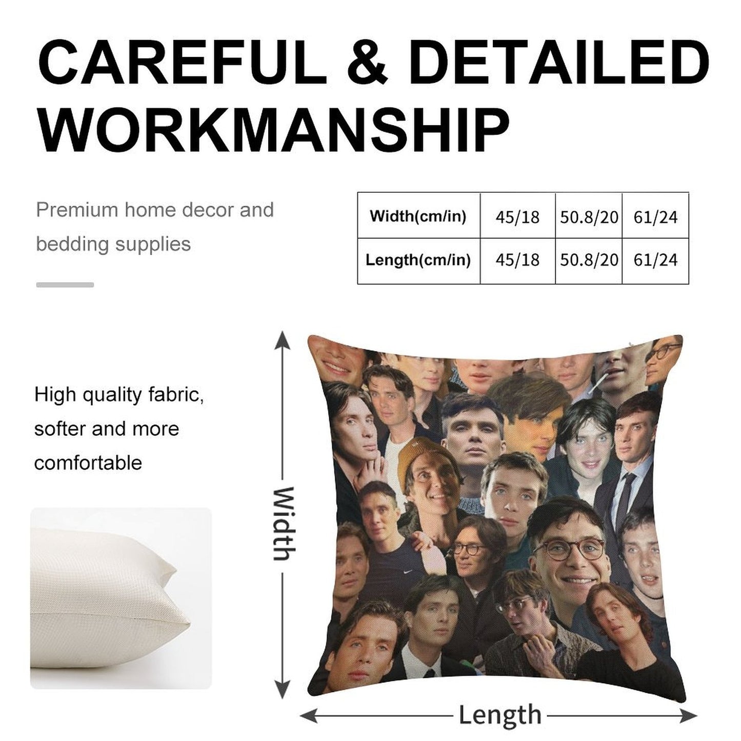 Cillian Murphy Photo Collage Linen Throw Pillow Cover