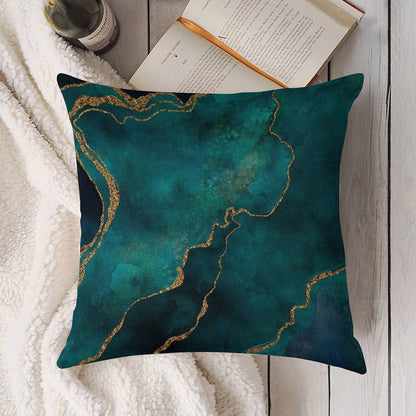 Golden Gemstone Glamour Mineral Linen Throw Pillow Cover