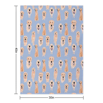 Golden Retrievers on Blue Throw Blanket