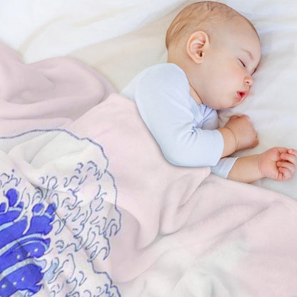 Great Wave Pastel Aesthetic Kawaii Pink Kanagawa Japanese Throw Blanket