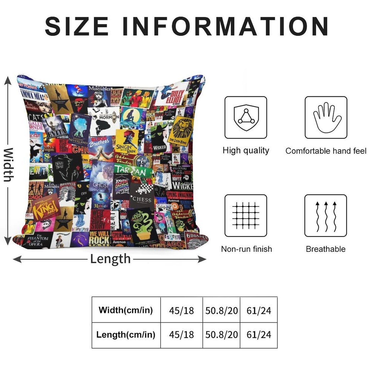 Musicals Collage IV Original Soft Washable Throw Pillow