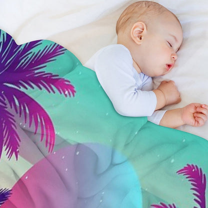 Sunset Palm Trees Vaporwave Aesthetic Throw Blanket