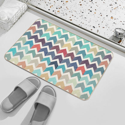 Watercolor Chevron Pattern Bath Mat