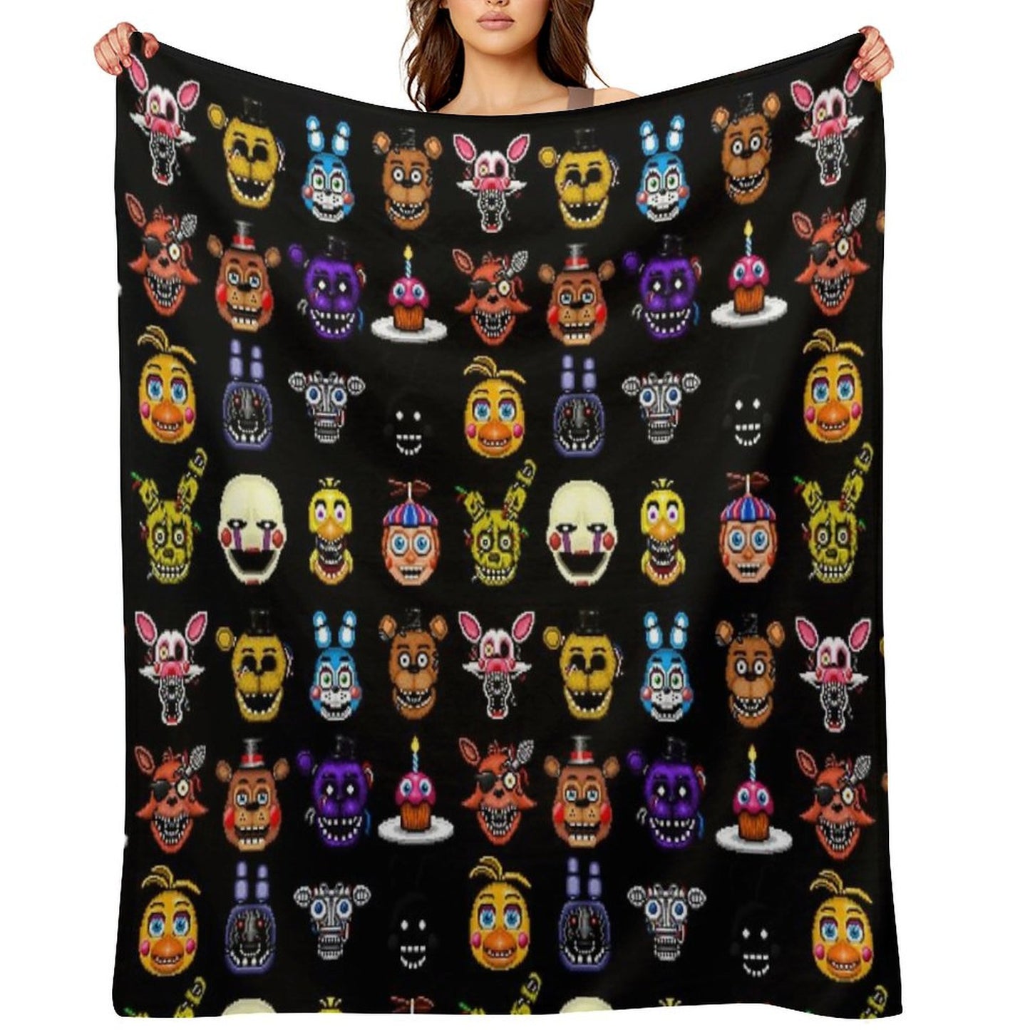 Five Nights at Freddy's - Pixel Art - Multiple Characters Throw Blanket