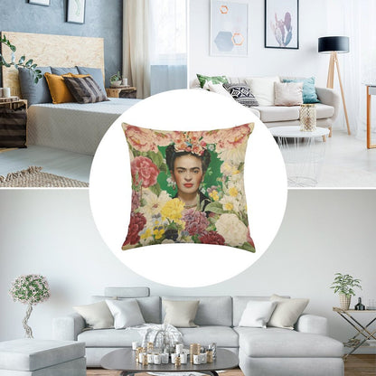Frida Kahlo IV Linen Throw Pillow Cover