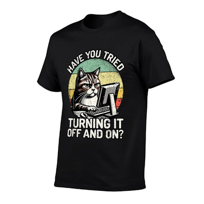 Tech Support Humor I Cat Tech Engineer I Computer IT Guy T-Shirt